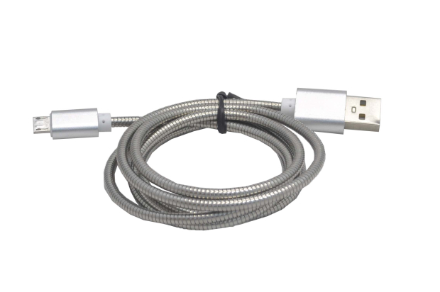 Шнур USB 2.0 AM > microB 1.0м белый (металл) 5-943M-1.0