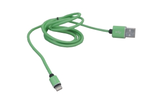 30519 Кабель Qumo MFI C48 USB-Apple 8pin опл. метал. пружина, 1.0м зеленый