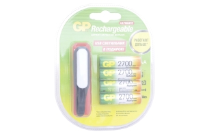 GP HR6-4BL 2700mA (AA) Аккумулятор + USB фонарь (блистер)