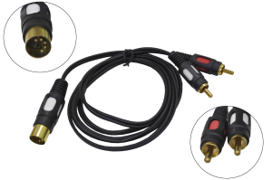 Шнур DIN 5-pin "шт" - 2 RCA "шт" 1.5м пластик gold 5-153G-1.5