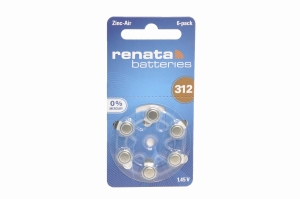 Renata ZA312-6BL 1.4V 170mAh (для слуховых аппаратов)