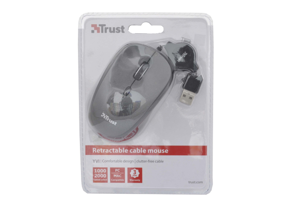 19651 Мышь Trust Yvi Retractable Mouse black