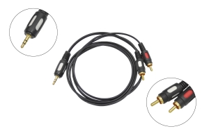 Шнур 3.5mm "шт" стерео - 2 x RCA "шт" gold 1.5м
