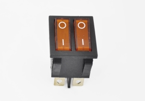 Переключатель KCD3-201N11CYK (KCD4) On-Off 250V 16A желтый (6c) двойной