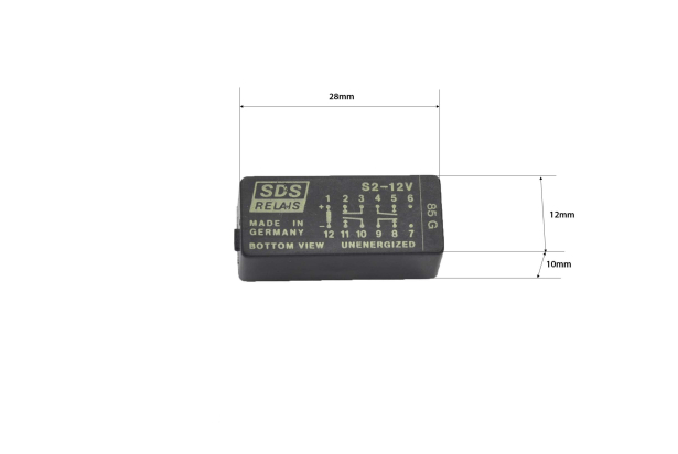 Реле S2-12V Катушка 12V (2 замыкающих контакта + 2 размыкающих контакта) 28.0х12.0х10.0