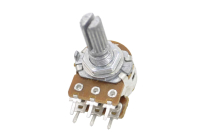 Резистор переменный 6pin(3+3) B20K d=16mm L=20mm стерео (с рифлением + шлиц) 16K2 KC 2x20k