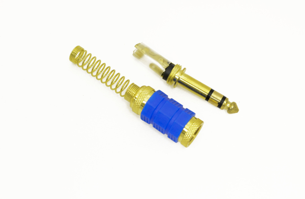 Разъем аудио 6.3mm "шт" стерео пружина синий gold 1-123G BL