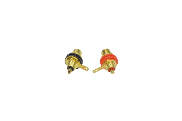 Разъем RCA "гн" металл gold на корпус с изолятором (2шт) 1-291G