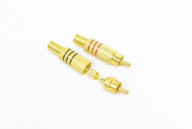 Разъем RCA "шт" металл gold на кабель (2шт) 14-0411