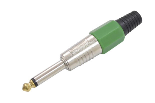 Разъем аудио 6.3mm "шт" моно цанга зеленый gold 1-118G GR