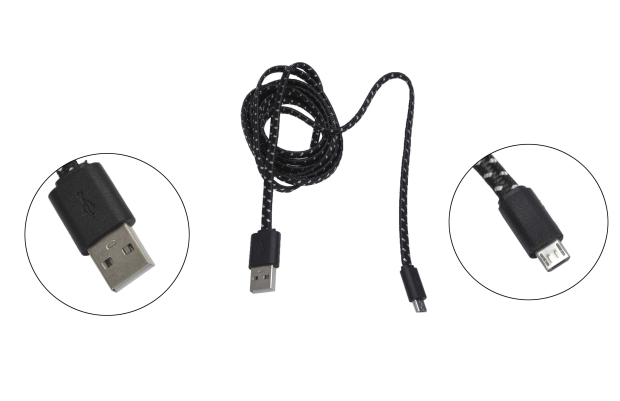 22153 Кабель Qumo USB-Micro USB плоский, оплетка PVC  1.5м. black