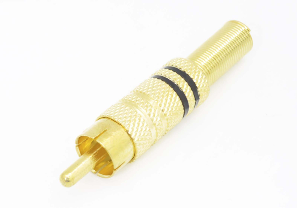 Разъем RCA "шт" металл gold черный на кабель 14-0405-1
