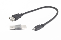 Шнур USB 2.0 AM > miniB 5P 0.3м черный 5-940-0.3
