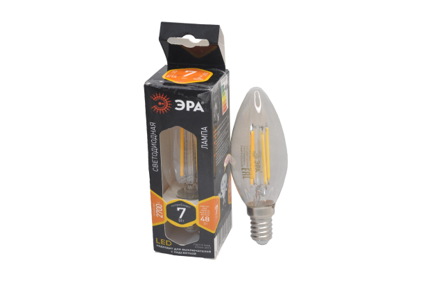 Лампа светодиодная Эра F-LED B35-7W-827-E14