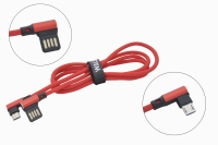 16748 Кабель Walker C770 USB - Micro USB в матерчатой обмотке, угловой разъем, красный