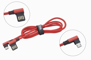 16748 Кабель Walker C770 USB - Micro USB в матерчатой обмотке, угловой разъем, красный