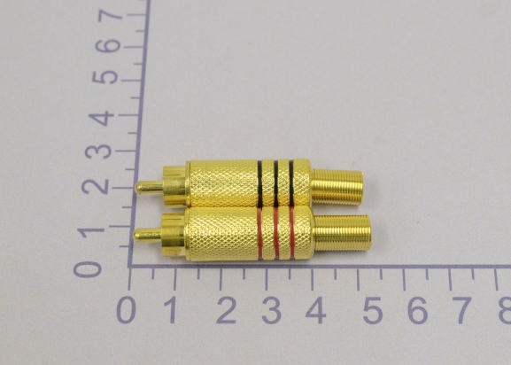 Разъем RCA "шт" металл gold на кабель (2шт) 14-0412-4