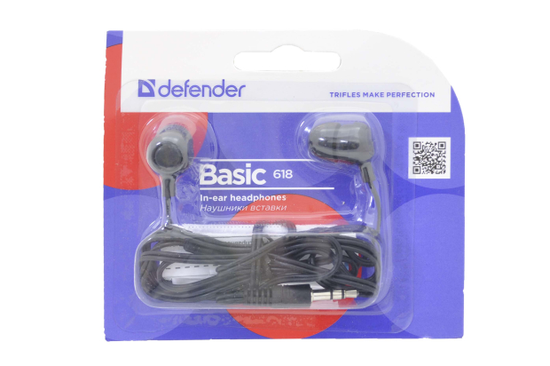 0439322 Наушники Defender Basic-618 black (1.1м)
