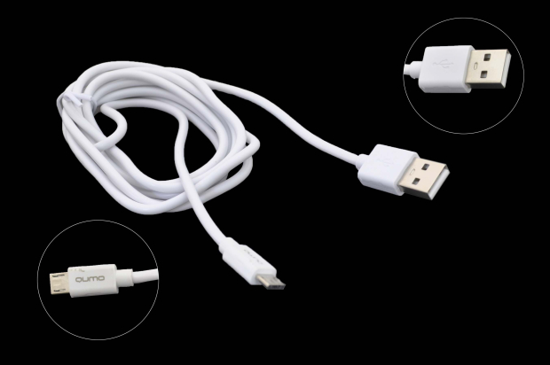 24429 Кабель Qumo USB-Micro USB круглый, PVC,1.8м. white