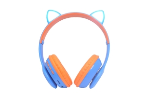 Беспроводные наушники Rombica Mysound Кошачьи ушки BH-18, сине-оранжевые