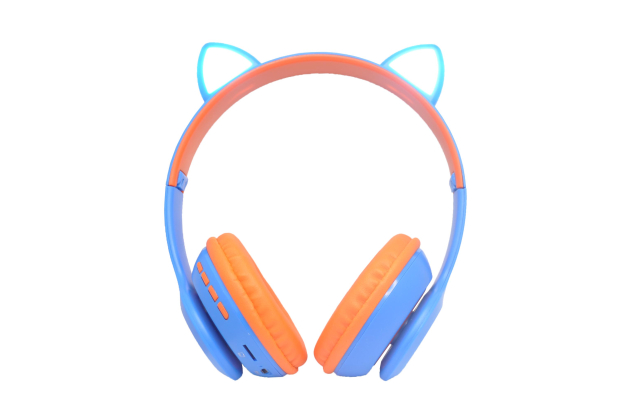 Беспроводные наушники Rombica Mysound Кошачьи ушки BH-18, сине-оранжевые