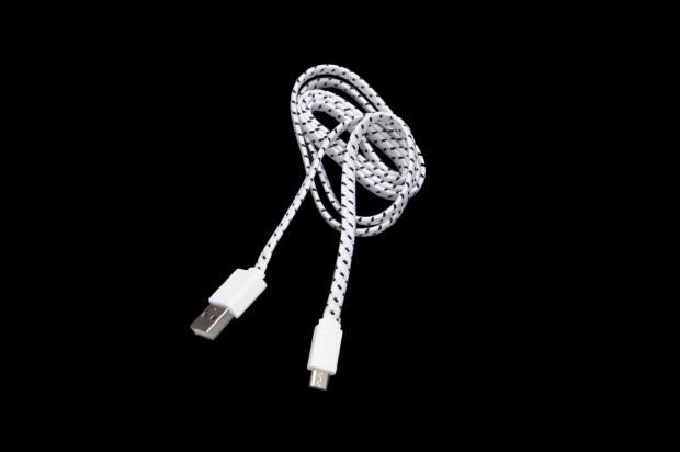 22154 Кабель Qumo USB-Micro USB плоский оплетка PVC, 1.0м. white