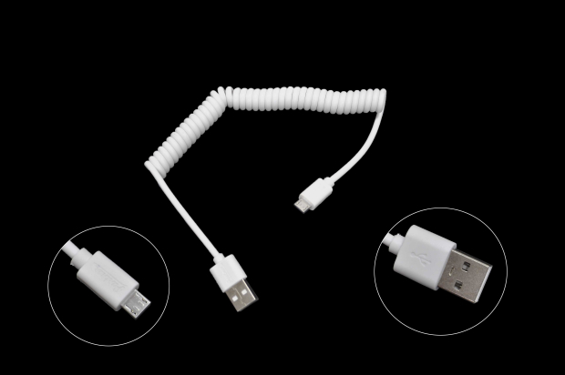 Шнур USB 2.0 AM > microB 1.5м белый, витой Partner