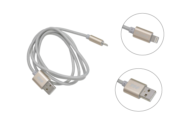 Шнур USB 2.0 AM > iPhone 5/5S/6/6+/6S/6S+/7/7+ 1.0m Strong серый
