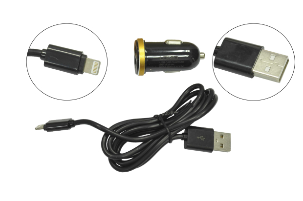 Зарядное устройство от прикуривателя 2USB (2.1A + 1A) LDNIO DL-C22 + кабель для iPhone 5/5S