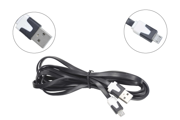 Шнур USB 2.0 AM > microB 2.4м черный плоский Strong