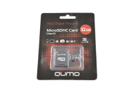 17559 Карта памяти Qumo microSD 32Gb Class10 с адаптером (черно-красный)