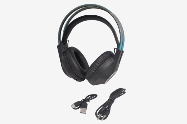 40443 Наушники беспроводные Qumo Party Rave ВТ 0076, с микрофоном, подсветка, Bluetooth, черно-серые