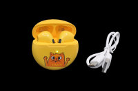 42363 Наушники беспроводные Qumo ViBE Cat ВТ 0100, вкладыши, с микрофоном, TWS, Bluetooth, желтые