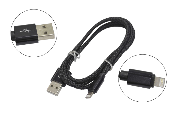 13625 Кабель Walker C520 для iPhone 5/5S/6/6+/6S/6S+/7/7+8/8, в полиуретановой обмотке, черный