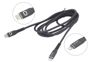 24507 Кабель Qumo MFI C91 Type-C - Apple 8pin опл. нейлоновая леска, 2.0м черный