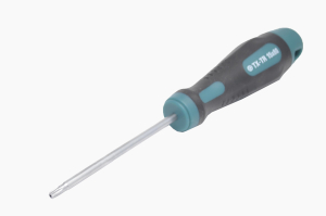 Отвертка Kraftool Expert Cr-Mo-V сталь 2-комп. противоск. рукоят. Torx Hole № 15x80 мм с отверстием 250077-15-080
