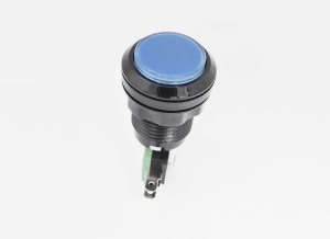 Кнопка для игровых автоматов GMSI-7B-C no(nc)+nc(no) 250V 5A D=24.5mm синяя (LED подсветка - 12V)