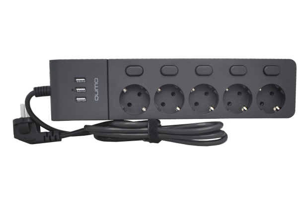 42091 Сетевой фильтр Qumo Power Bar PRO 6SP4U (P-0006), 5 розеток+3USB 2,0м чёрный