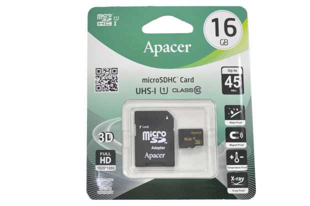 58888 Карта памяти microSDHC 16Gb Apacer Class 10 (с адаптером) UHS-I U1