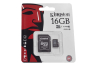 Карта памяти Kingston microSDHC 16Gb Class10 + SD Adapter