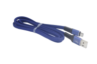 16760 Кабель Walker C750 для micro USB, в матерчатой обмотке, метал., плоский синий