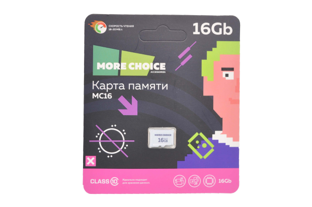 Карта памяти microSD 16Gb More choice Class10 V10 MC16 (черно-белая)