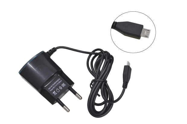 12335 Сетевое зарядное устройство Bios microUSB (для старых телефонов, 0.65А), черное