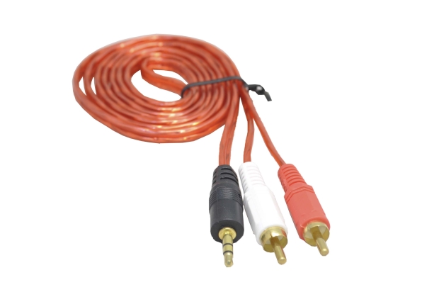Шнур 3.5mm "шт" стерео - 2 x RCA "шт" gold 1.5м