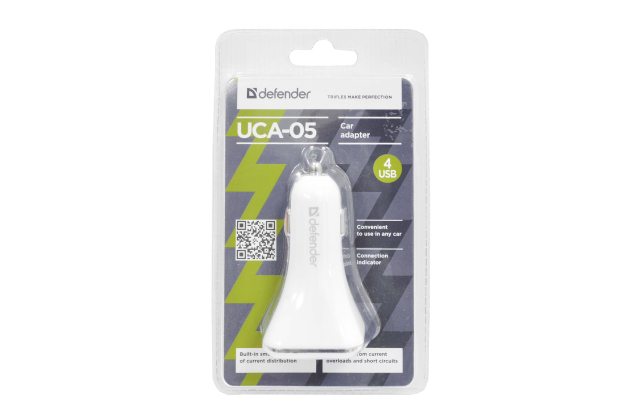 0553028 Автомобильное зарядное устройство Defender UCA-05, 4USB, 8.0A