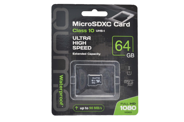 60161 Карта памяти Qumo microSDXC 64Gb UHS-I, 3.0 без адаптера (черно-зеленый)