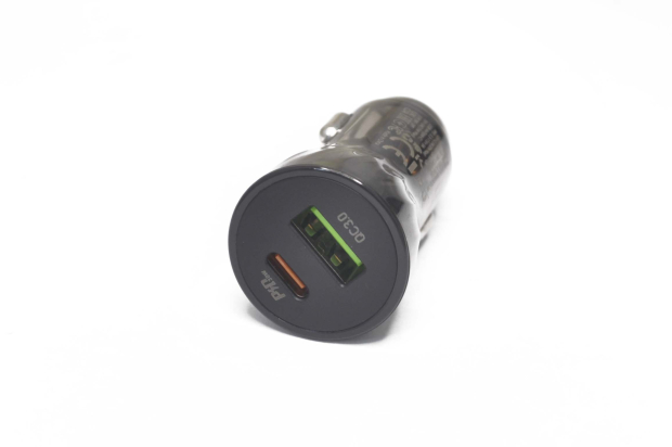 Автомобильное зарядное устройство Hoco Z47A 1USB, Type-C, 30W PD30W+QC3., прозрачное черное