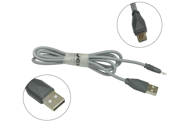 Шнур USB 2.0 AM > microB 1.0м черый Awei CL-982