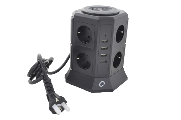 30557 Сетевой фильтр Qumo Power Tower Pro 8SP4U 8 розеток+4USB 2,0м