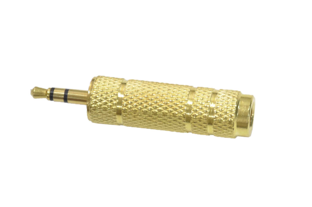 Переходник 3.5mm "шт" стерео - 6.3mm "гн" стерео металл gold 2-106G